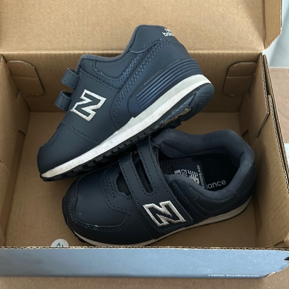 New Balance Navy and White Toddler Velcro Sneakers